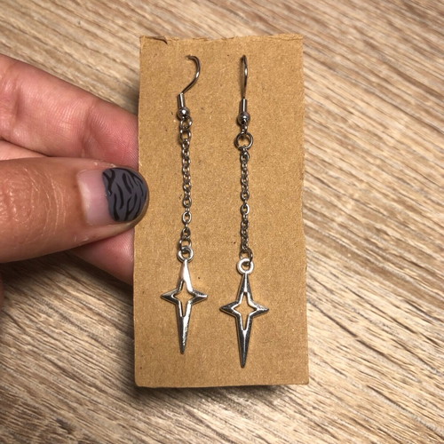 Handmade Boho Hippie Y2k Fairy Indie Star Earrings new, silver