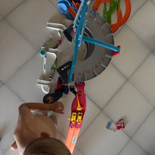Hot Wheels Mega Garage playset used with Fast Blast Car Park and truck