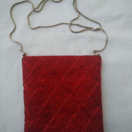 Marella crossbody bag used red glitter with silver strap