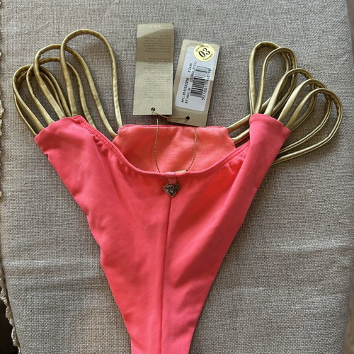 MED Swim Bottom New Neon Pink and Gold Size M