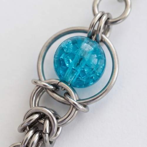 Byzantine Chain Blue Pearl Earrings Stainless Steel new