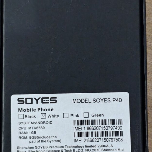 Soyes P40 Mini Smartphone new, white, Android
