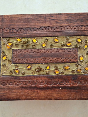 Fylliana wooden jewelry box with ethnic bead decoration