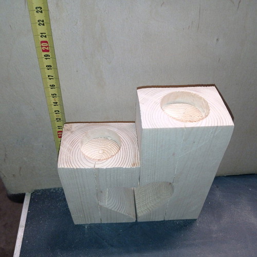 Wooden decorative set handmade with tealight holder, new