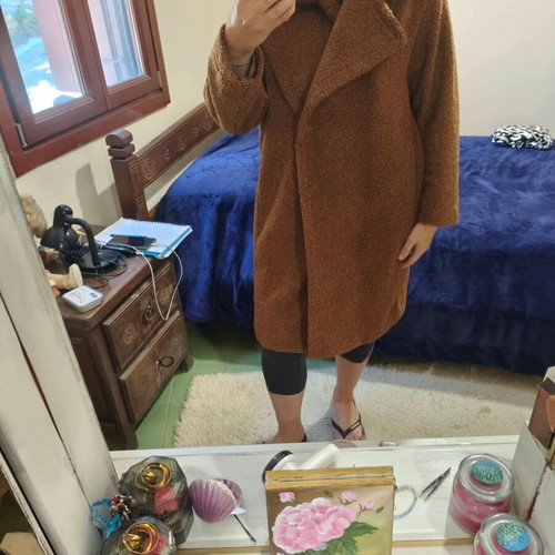 Teddy Hallhuber coat like new, brown, size L XL