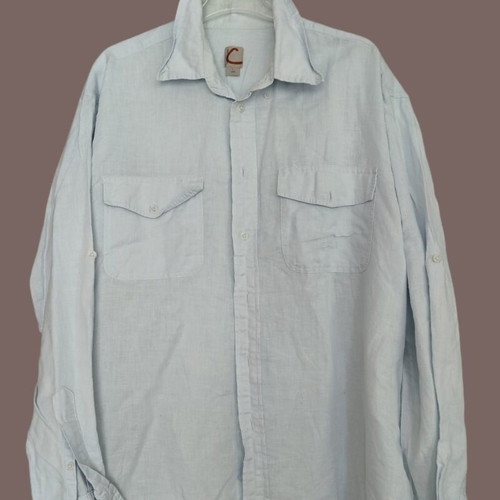 Camel men's linen shirt used, size L, light blue