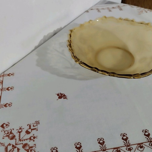 Old embroidered tablecloth like new 63x63 cm, monochrome