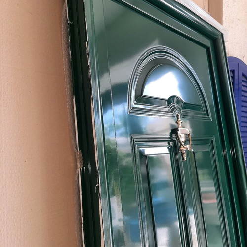 Aluminum exterior door new, cypress color, 1m x 2.20m with multipoint lock