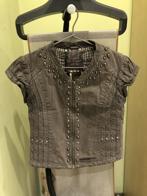 Guess vintage leather vest like new, size S, dark olive