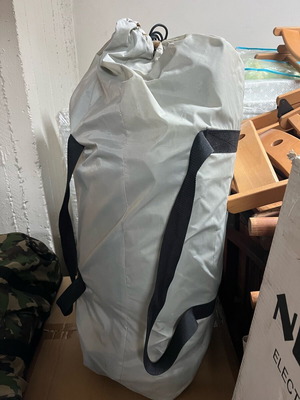 Inflatable blue canoe used in good condition
