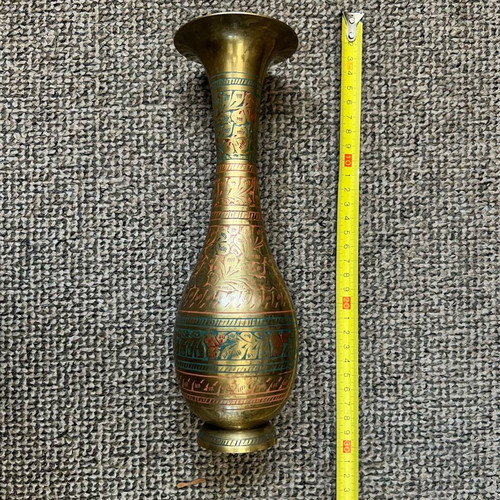 Vintage brass Indian carved vase like new