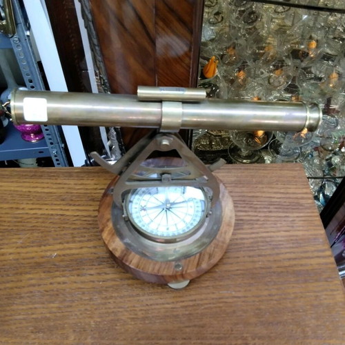 Antique brass telescope with compass like new