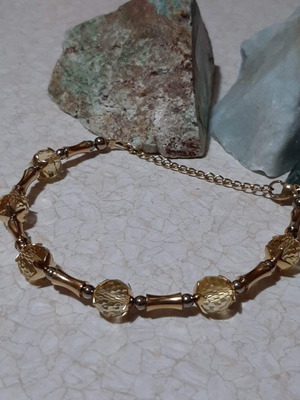 Citrin yellow bracelet in surgical steel gold plated 18k new