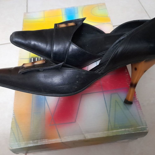 Hispanitas pumps used, black with horn heel, size 38