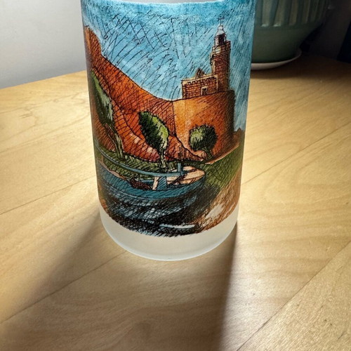 Pitcher with landscape by painter Pavlos Samiou like new