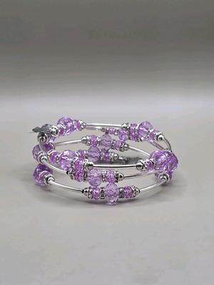 Memory Wire Bracelet pink silver handmade new