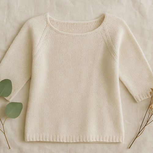 Knitted summer blouse white like new, size S/M, 3/4 sleeves