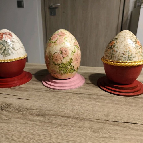 Set of 3 Easter Ceramic Decorative Eggs with Decoupage new
