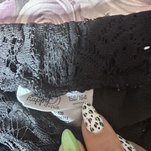 Black lace flared pants size 158/164 like new, floral design