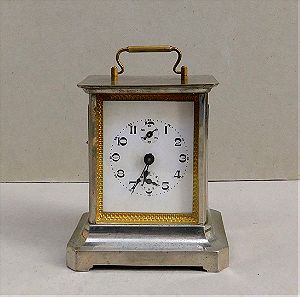 Ρολόι - Ξυπνητήρι μεταλλικό επινικελωμένο "Carriage Clock", γερμανικό Junghans, περίπου 130 ετών.