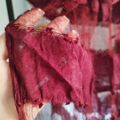 Scarf with sheer panels, silk texture
