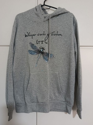 Shein women's grey hoodie with dragonfly print size S like new