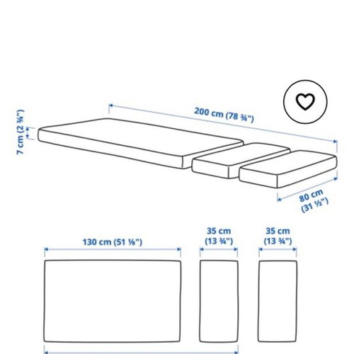 Ikea Plutten Foam Mattress for Extendable Bed like new, 80x200 cm