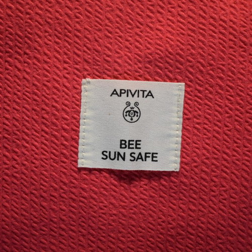 Apivita Bee Sun Safe fabric shoulder bag, two-tone coral and pink