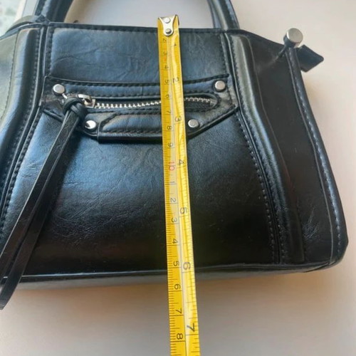 H&M mini black leather handbag new with rock details