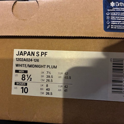 Asics Japan S PF White Midnight Plum Size 42 New Athletic Shoes