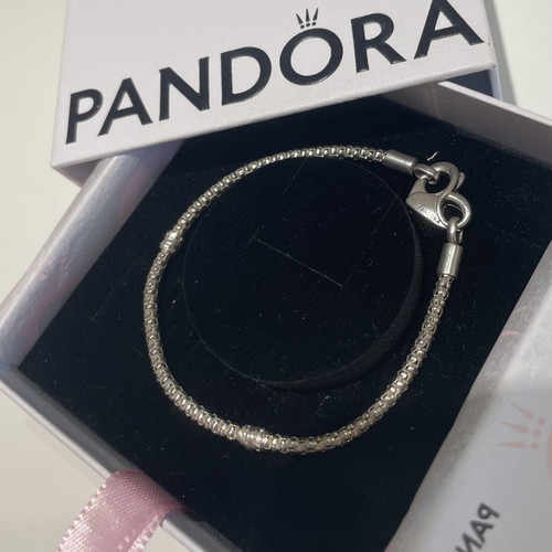 Pandora bracelet with chain and studs, silver