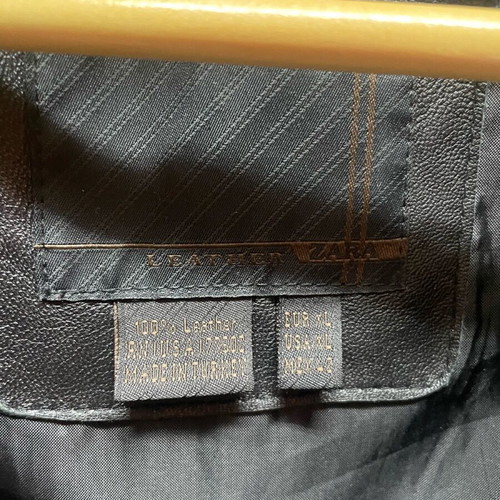 Zara leather jacket used, black, men's size XL