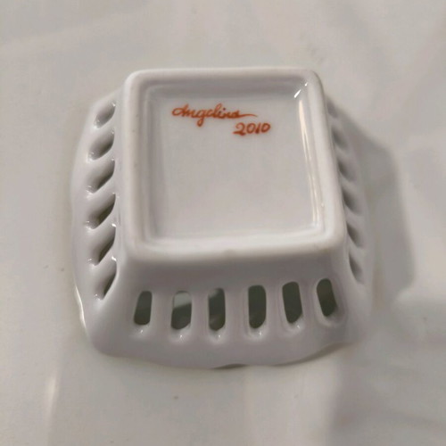 Porcelain square hand-painted tray new with Angelika 2010 signature