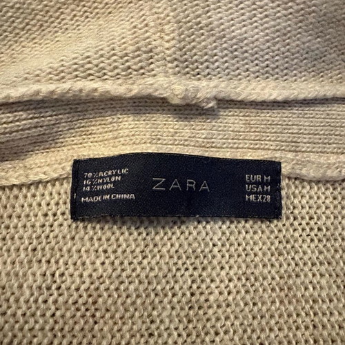 Zara μάλλινη ζακέτα σαν καινούργιο, μπεζ, ασύμμετρη με φαρδιά μανίκια