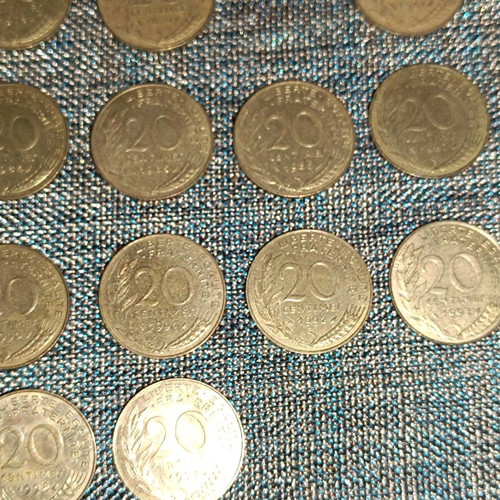 French 20 centimes coin collection used, 31 pieces