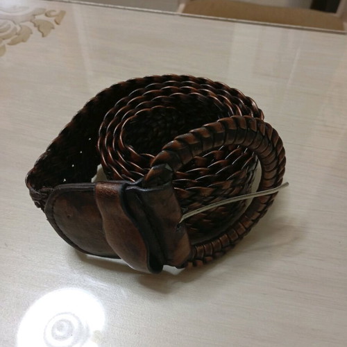 Adjustable wide woven belt used, black and brown