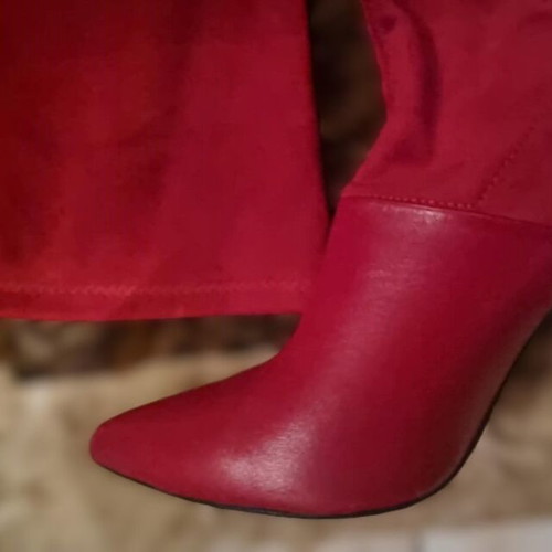R.Polański red suede over-the-knee boots like new, size 40