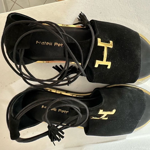Fratelli Petridi suede leather sandal used, black, size 37