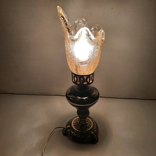 Porcelain and bronze lamp like new, 1960-70