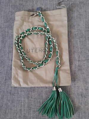 Uterque leather belt with chain new, green