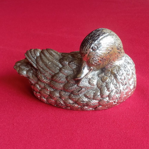 Decorative Silver-Plated Duck Vintage 1970 Like New