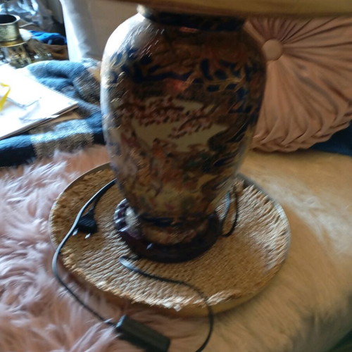 Satsuma vase lamp used, with shade and base