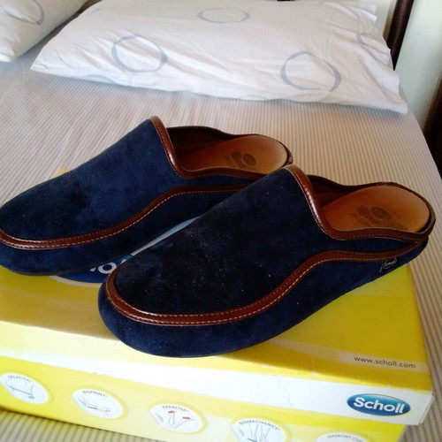 Scholl slippers new anatomical leather blue