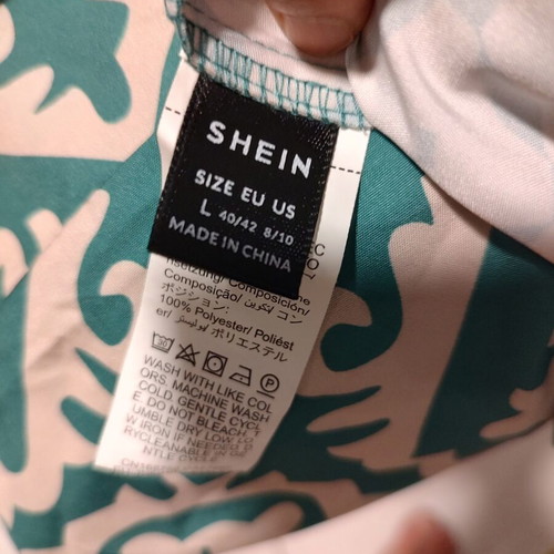 SHEIN Boho Maxi Dress with Ethnic Pattern in Turquoise Green-Bordeaux, L