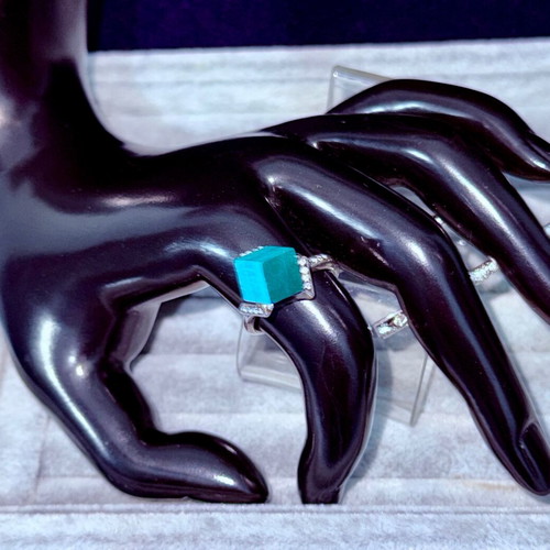 Silver ring with malachite Jenavi new, green