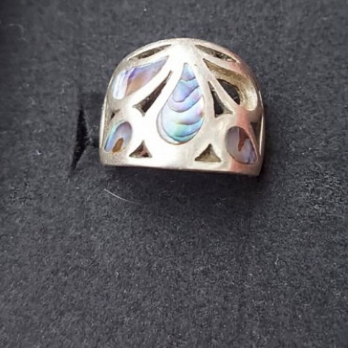 Silver ring 925 with abalone mother-of-pearl used