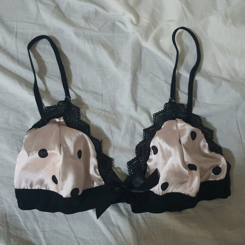Set shorts bralette pyjamas pink polka dot with lace like new