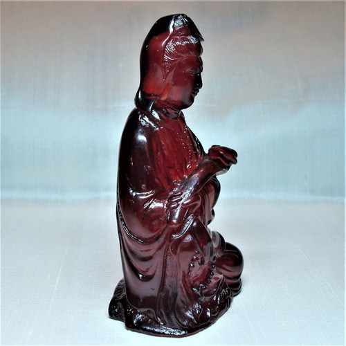 Amber Guanyin KuanYin Ruyi Buddha used, 19th century