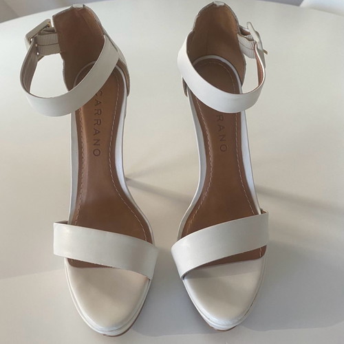 Carrano leather platform sandals used, white, size 38