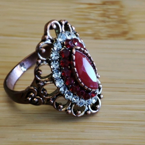 Vintage ring with red stone used